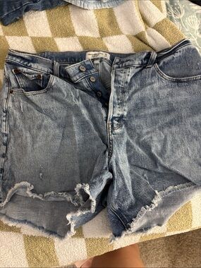 Abercrombie & Fitch Light Blue Distressed Denim Shorts